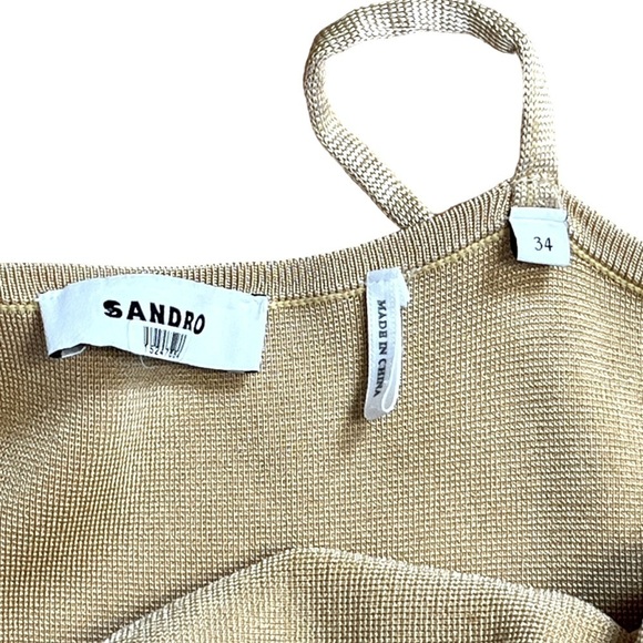Sandro Sizzing Gradient Ombré Cutout Asymmetric MIDI Dress Tan Org  Sz 34 #906 - Picture 5 of 10